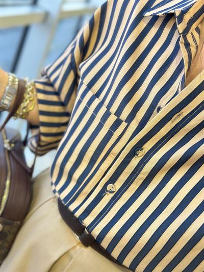 Çizgili Premium Gömlek  Laci-Kahve