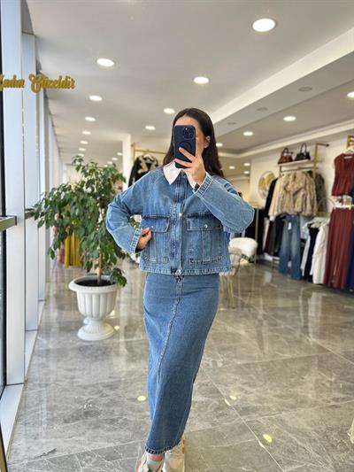 Denim Etek Ceket Takım