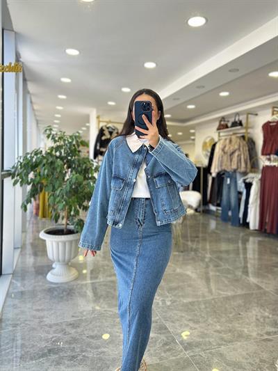 Denim Etek Ceket Takım