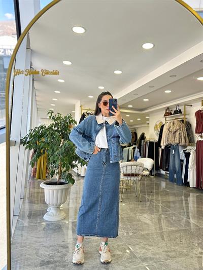 Denim Etek Ceket Takım