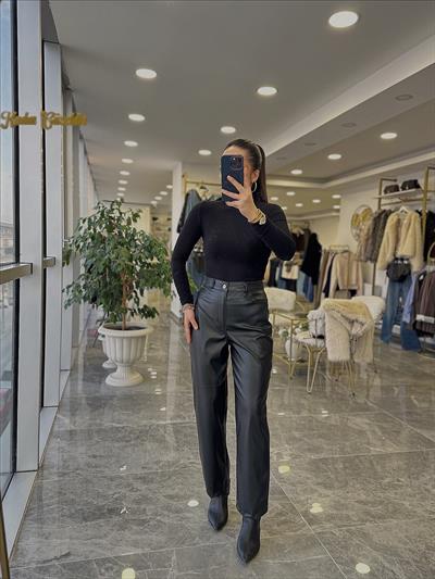 DERİ PANTOLON SİYAH 