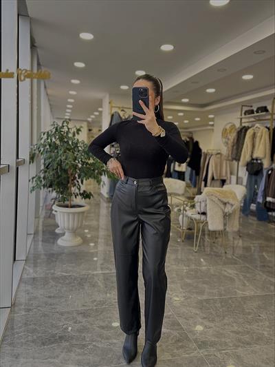 DERİ PANTOLON SİYAH 