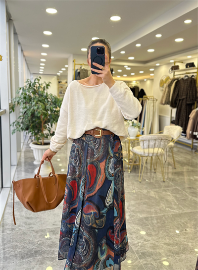 Desenli Kemerli Etek 