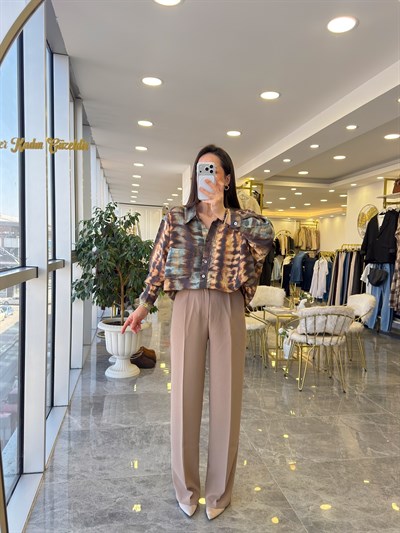 Desenli Oversize Gömlek 