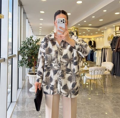 Desenli Oversize Gömlek