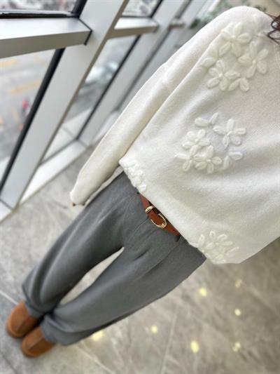 Dökümlü Gri Pantolon