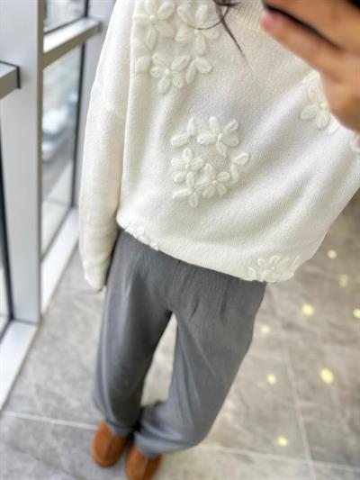 Dökümlü Gri Pantolon