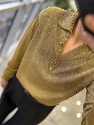 Gold Düğme Detaylı Bluz