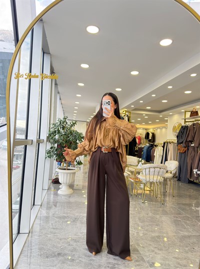 Kemerli Kahve Pantolon 