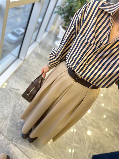 Kemerli Maxi Etek Camel