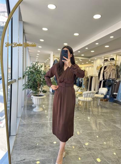 Kemerli Saten Elbise 