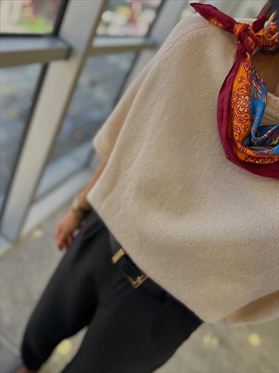 Kısa Kol Kazak Kremit Krem