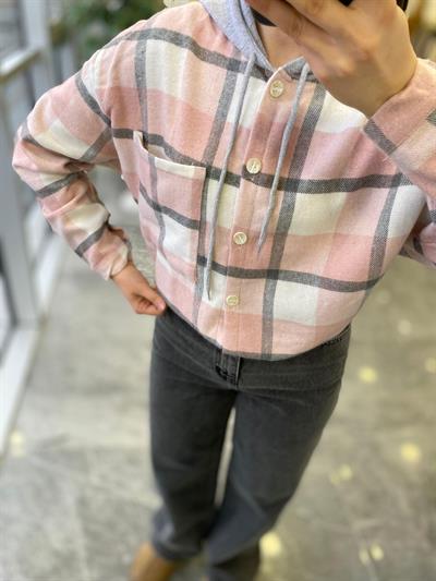 Oduncu Gömlek Gri-Pembe