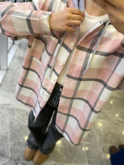 Oduncu Gömlek Gri-Pembe