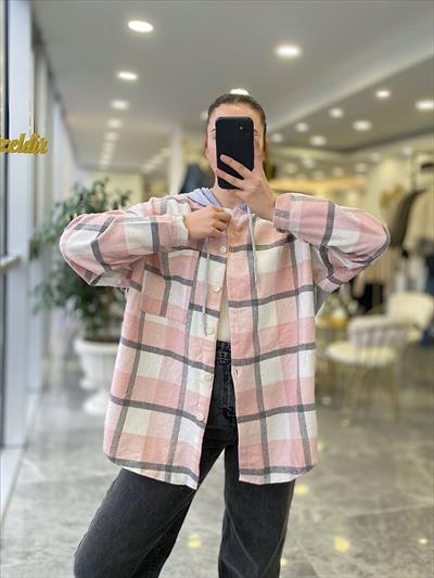 Oduncu Gömlek Gri-Pembe