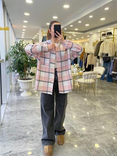 Oduncu Gömlek Gri-Pembe