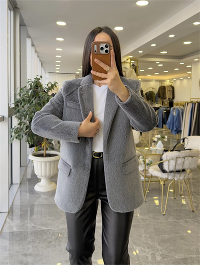 Peluş Ceket Kemerli 