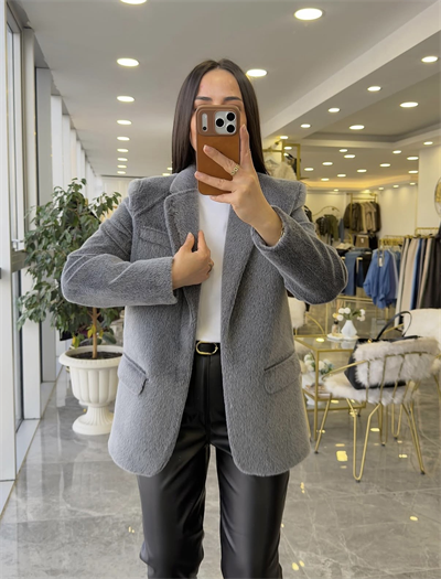 Peluş Ceket Kemerli 