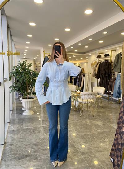 Pensli Pileli Gömlek Mavi