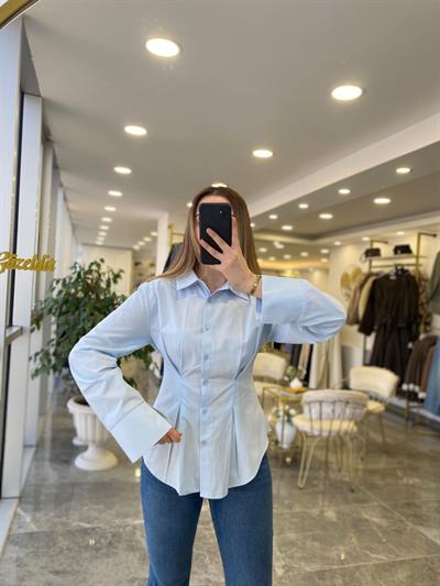 Pensli Pileli Gömlek Mavi