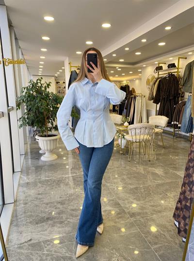 Pensli Pileli Gömlek Mavi