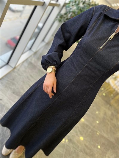 Polo Yaka Denim Elbise