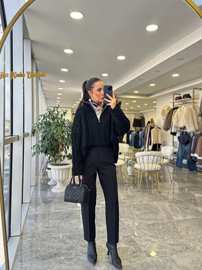 Premium Saç Örgü Kazak 