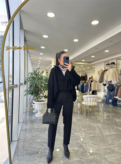 Premium Saç Örgü Kazak 