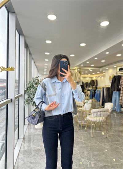 Taş Detaylı Tasarım Gömlek 