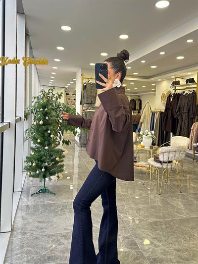 Tasarım Gömlek Kahve 