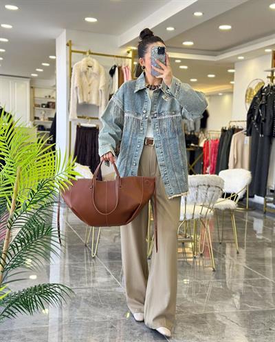 Taşlı Denim Ceket