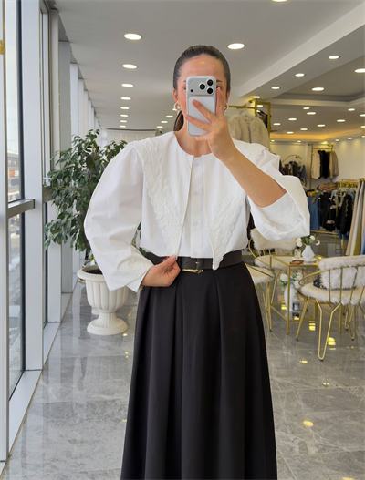 Vintage Yaka Detay Gömlek