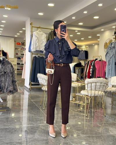 Volanlı Denim Gömlek