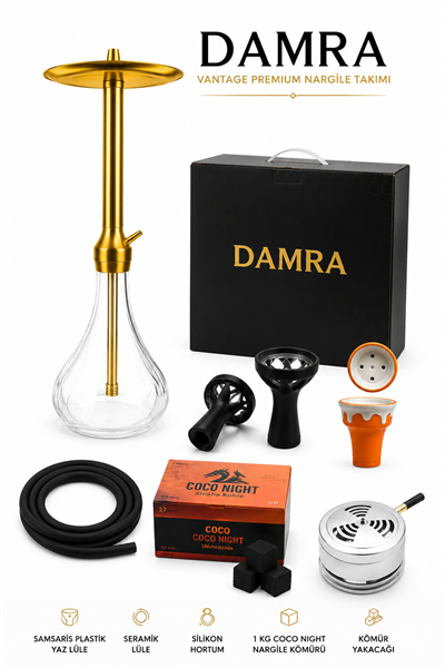 Damra Vantage Premium Nargile Takımı Seti (Full Hediye Paketili)