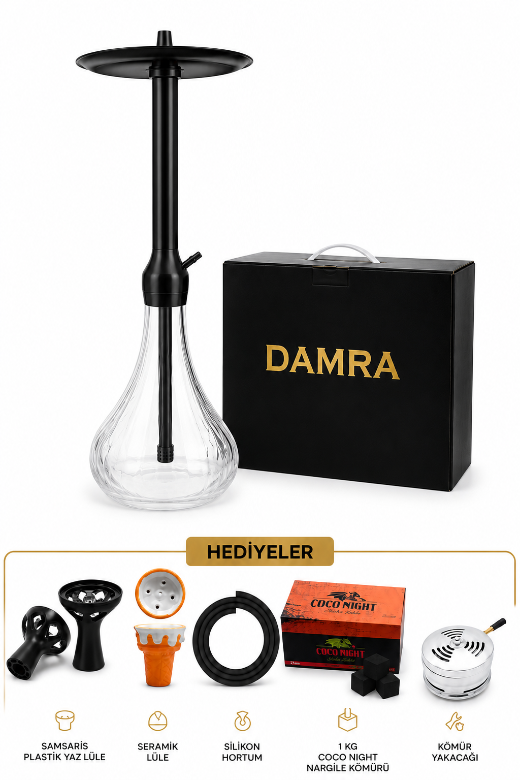 Damra Vantage Premium Nargile Takımı Seti (Full Hediye Paketili)