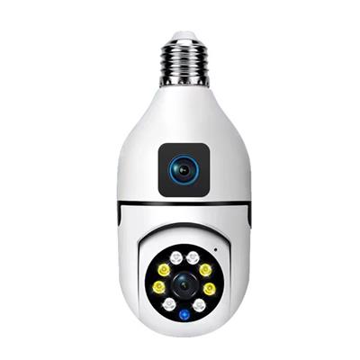 004 Wifi Ampul Kamera Çift Lens 320 Derece Gece Görüşlü Hareket Sensörlü Sesli Görüşmeli Güvenlik Kamerası Dual Kamera 