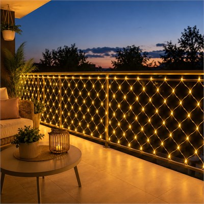 10W Sarı Işıklı Ağ LED Aydınlatma Sıcak Sarı Dekoratif Işık Bahçe Balkon Teras Çit Duvar Süsleme ve Dış Mekan Dekorasyon Ledi