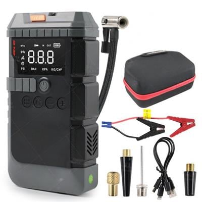 CYD-21 12000 mah Akü Takviye Cihazı Hava Kompresörü Lastik Şişirme Pompası Dijital Ekranlı Powerbank LED Işıklı Araç Akü Şarj Cihazı Araç Pompası