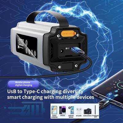 Akü Takviye Cihazı ve Lastik Şişirme Kompresörü Dijital Göstergeli 12V Taşınabilir Hava Pompası Powerbank Ve Fener Özellikli
