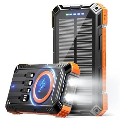 20.000 Mah Kablosuz Şarjlı Powerbank Güneş Enerjili Fenerli Hızlı Şarj Taşınabilir Harici Batarya 4 Çıkışlı Magesafe Powerbank 