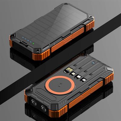 20.000 Mah Kablosuz Şarjlı Powerbank Güneş Enerjili Fenerli Hızlı Şarj Taşınabilir Harici Batarya 4 Çıkışlı Magesafe Powerbank 