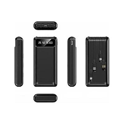 Siyah 20.000 Mah Taşınabilir Çok Kablolu 4 Çıkışlı Dijital Göstergeli Powerbank