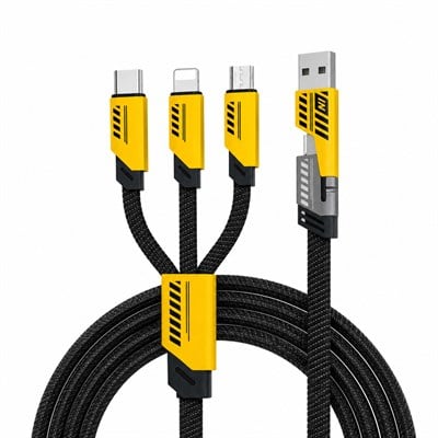 240W 3'ü 1 Arada USB Şarj ve Data Kablosu 1.2 Metre Type-C Lightning Micro USB Örgülü Kablo 3 Lü Şarj Kablosu 