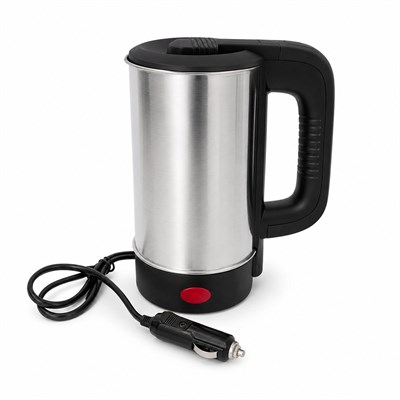 24V 800 ml Araç İçi Çakmaklık Girişli Paslanmaz Çelik Su Isıtıcı Kettle Otomatik Kapanma ve Kuru Kaynama Koruması