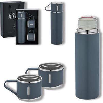 Gri 3 Bardaklı Paslanmaz Çelik Termos 