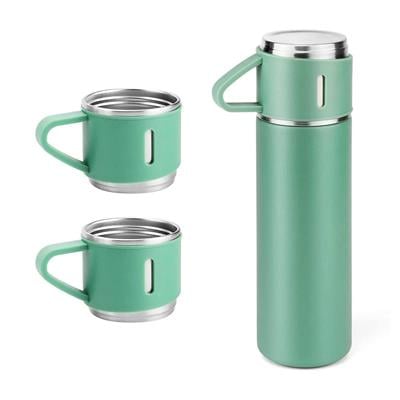 Yeşil 3 Bardaklı Paslanmaz Çelik Termos 