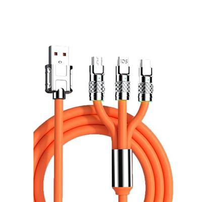 3 İn 1 Type-c Micro Usb Lightning 120 Watt Hızlı 6A Şarj Kablosu 