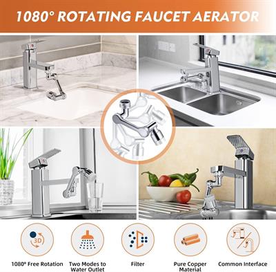 360 Derece Döner 1080 Derece Döner Musluk Başlığı Kireç Önleyici Musluk Başlığı