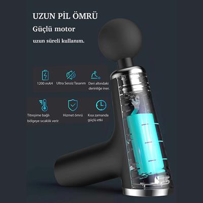 4 Başlıklı 6 Kademeli Şarjlı Mini Masaj Tabancası