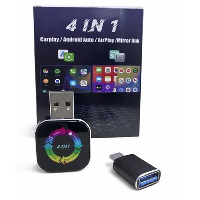 4 in 1 Carplay Araç Multimedya Kablosuz Dönüştürücü Android Auto Airplay Mirror Link Akıllı Bağlantı Kutusu 